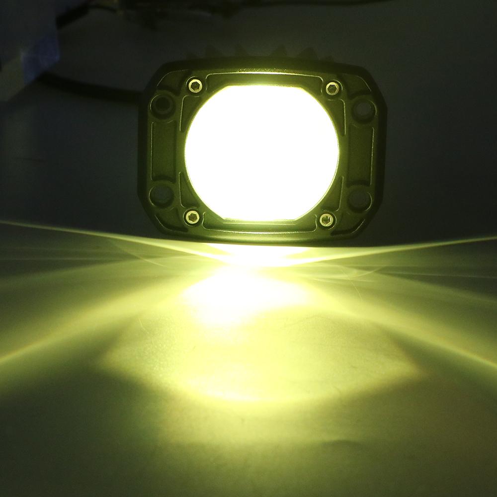 8D Lens Driving Work Lamp for Jeep Car Truck Off Road 4x4 12V 24V Flush Mount Fog Lights 6000K White 3500K Yellow LED Work Light