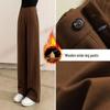 Women's Wool Fleece-Lined High-Waisted Wide-Leg Pants for Autumn/Winter 2025