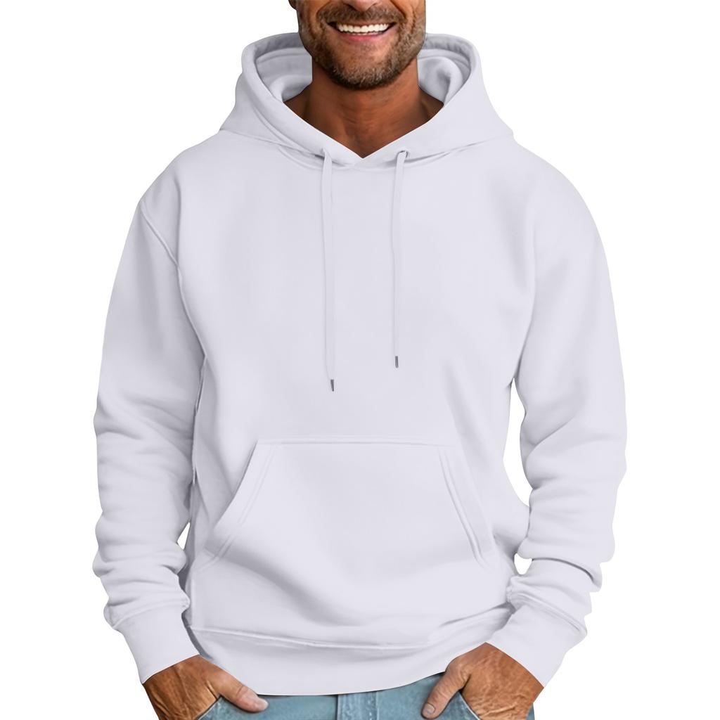 Мужская повседневная толстовка свободного кроя однотонная со шнурком худи с большим карманом спортивная толстовка
