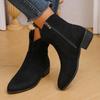 Распродажа женской обуви 2024 года, модные женские ботинки с боковой молнией, зимние замшевые однотонные короткие бочонки на низком каблуке, большие размеры, Botas De Mujer