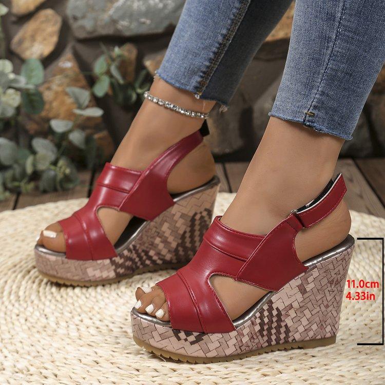 Large Size Wedge Heel Velcro Sandals Women 225 Summer New Super High Heel Sandals Women