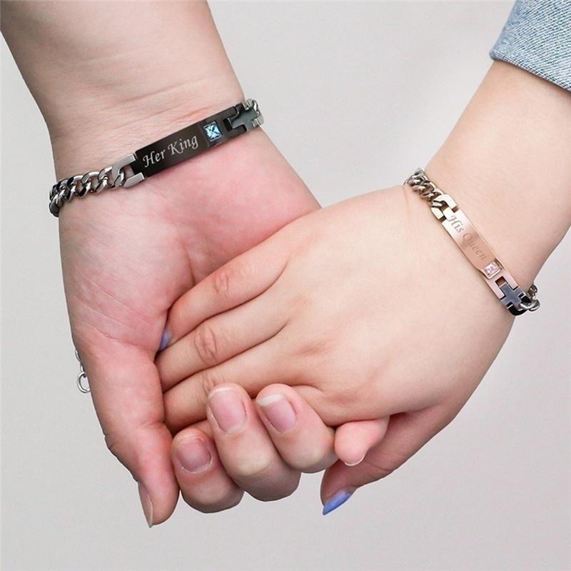 Парные титановые браслеты для влюблённых 2штуки