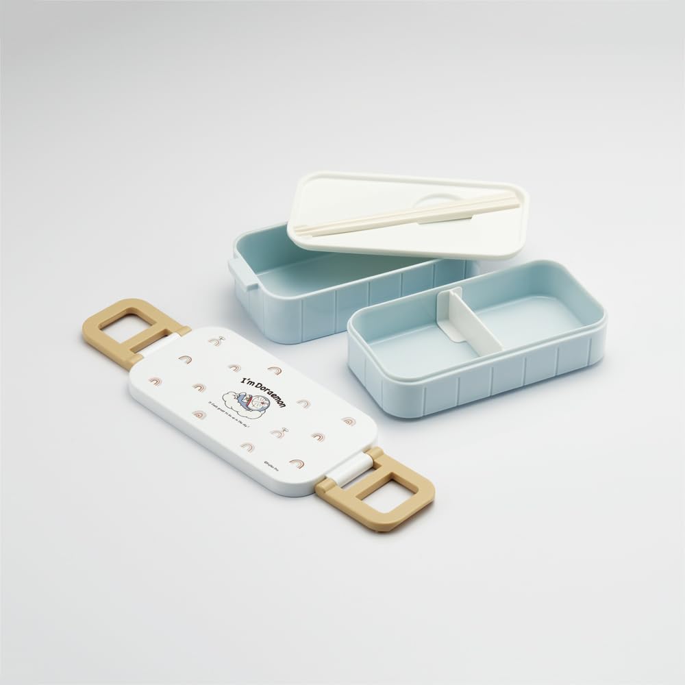 Skater Bento Box, 2-Tier, 600ml, for Women, Made in Japan, Sanrio "I'm Doraemon" Sky Walk, YZW3AG-A