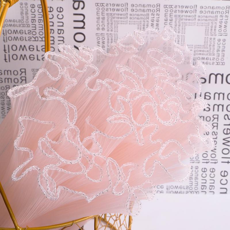 4Ярда*28СМ Упаковочное кружево Бумага Цветочная упаковка Сетка Пряжа Букет в рулоне Волнистая пряжа Жемчужная кромка Сетка Ручная работа Флорист