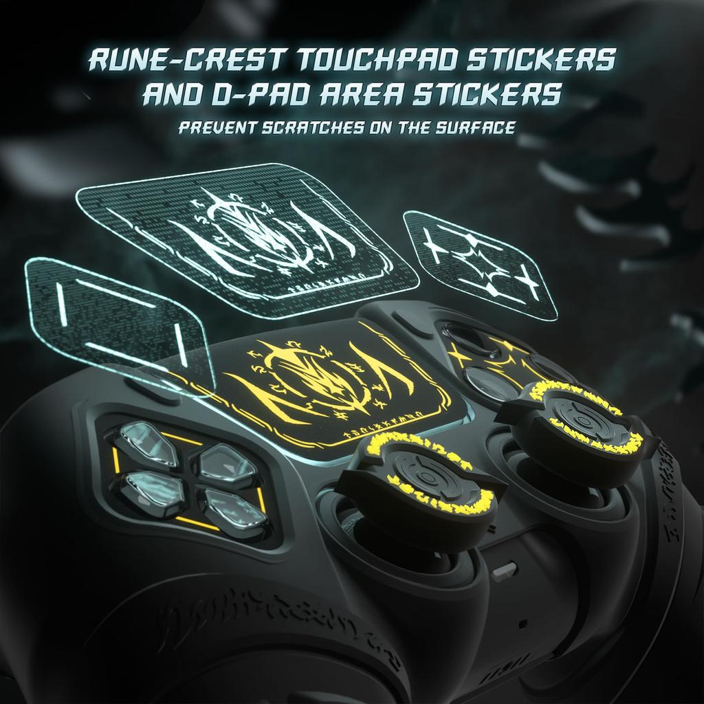 Силиконовый чехол PlayVital Runes Edition для сенсорной панели с наклейкой на упор для большого пальца и крестообразной клавишей совместим с оригинальной зарядной подставкой PS5 с чехлом
