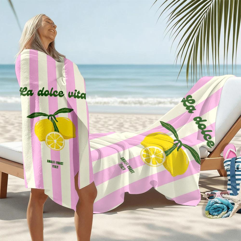 1 шт. La Dolce Vita Амальфи Лимон Пляжное полотенце, Быстросохнущее легкое полиэстеровое полотенце, Мягкое впитывающее полотенце в итальянском стиле для плавания