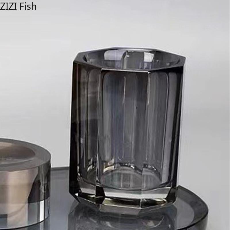 Glass Crystal Bathroom Wash Set Hotel Hand Sanitizer Bottle Set Soap Dispenser Soap Dish Modern Home Bathroom Accessories Set