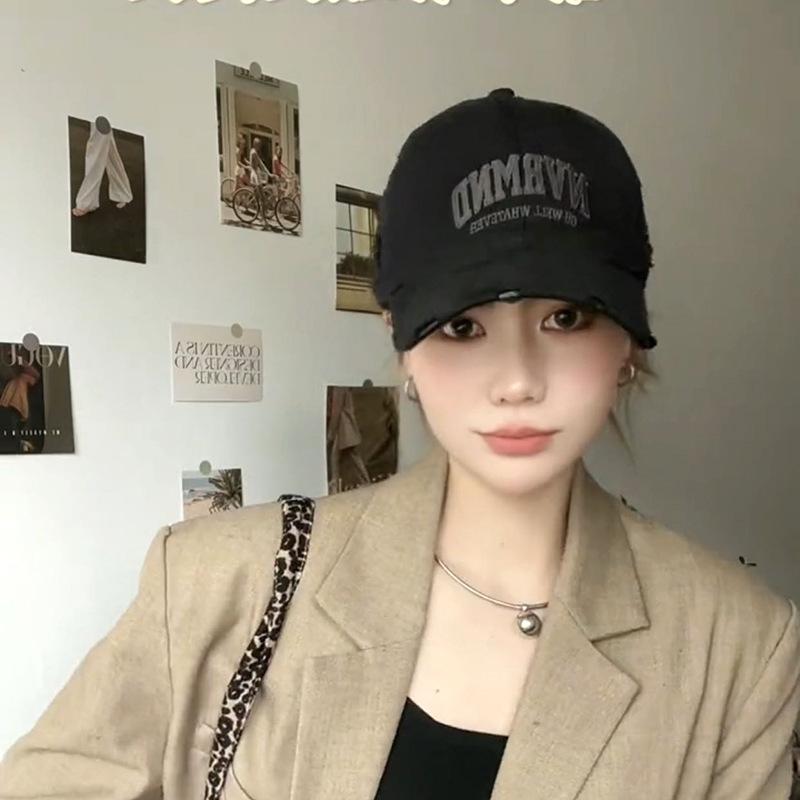 Европейская и американская модная брендовая вышивка с большой окружностью головы, бейсболка для мужчин и женщин, уличная мода, старая кепка с отверстием, показывающая маленькое лицо