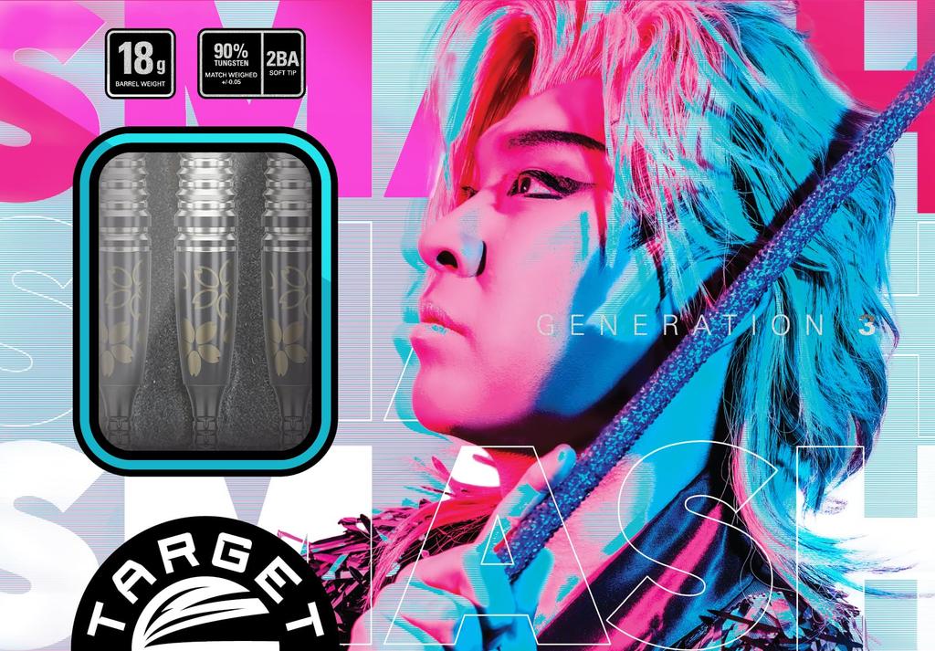 Target Japan CHARM SMASH GEN3 90% 18G 2BA SOFT TIP DARTS 90% Tungsten K-Flex 2BA Soft Tip Dart Set, 18.0G | CHARM SMASH GEN3 K-Flex No.6 Shape Flig