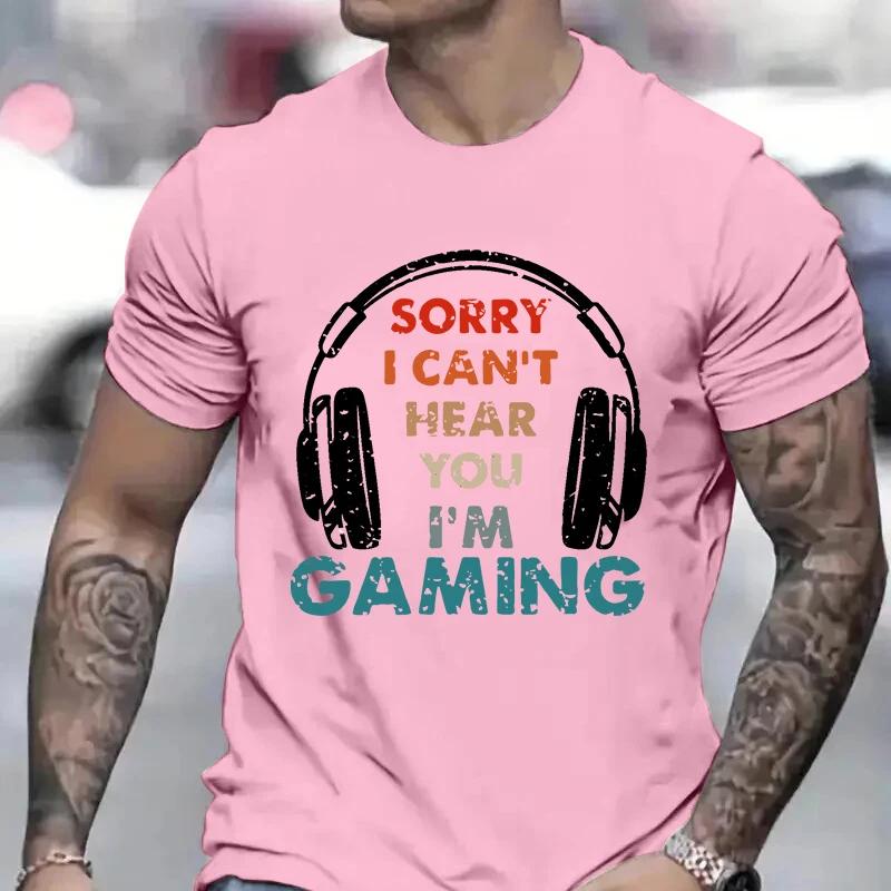 Мужские футболки Извините, я вас не слышу, я геймер Футболка для мужчин смешные футболки Game Lover короткие топы Футболки с видеоиграми Игровые футболки