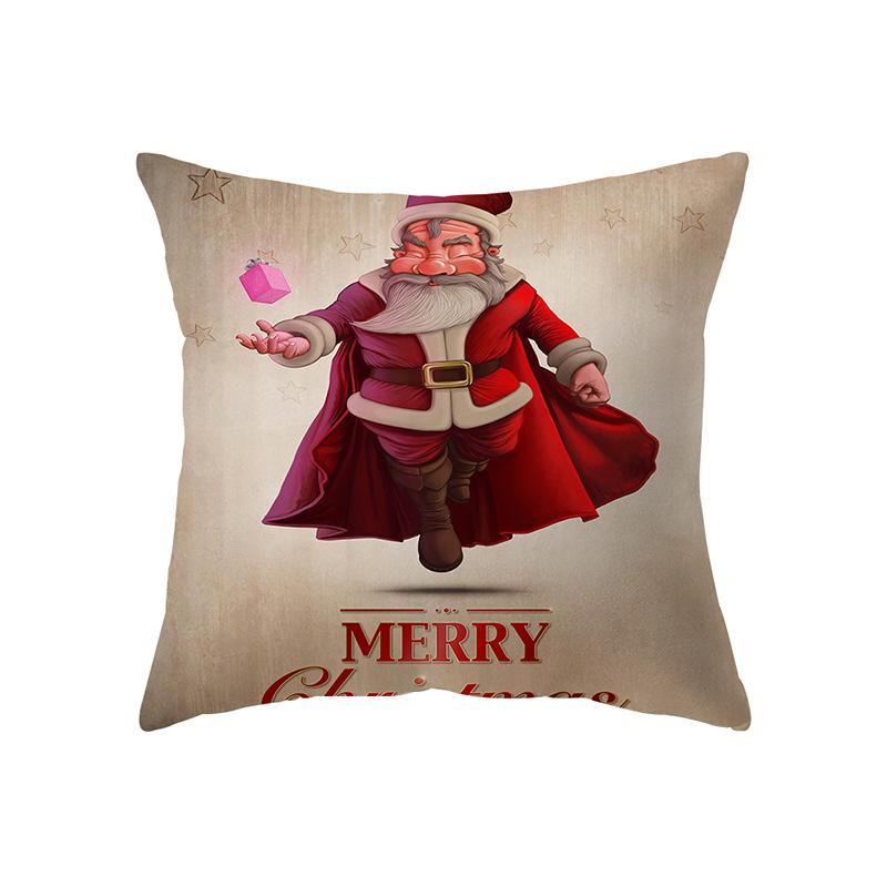 Santa Claus Christmas Theme Printed Pattern Cushion Cover Home Living Room Sofa Decoration Square Pillow Pillow Cover
