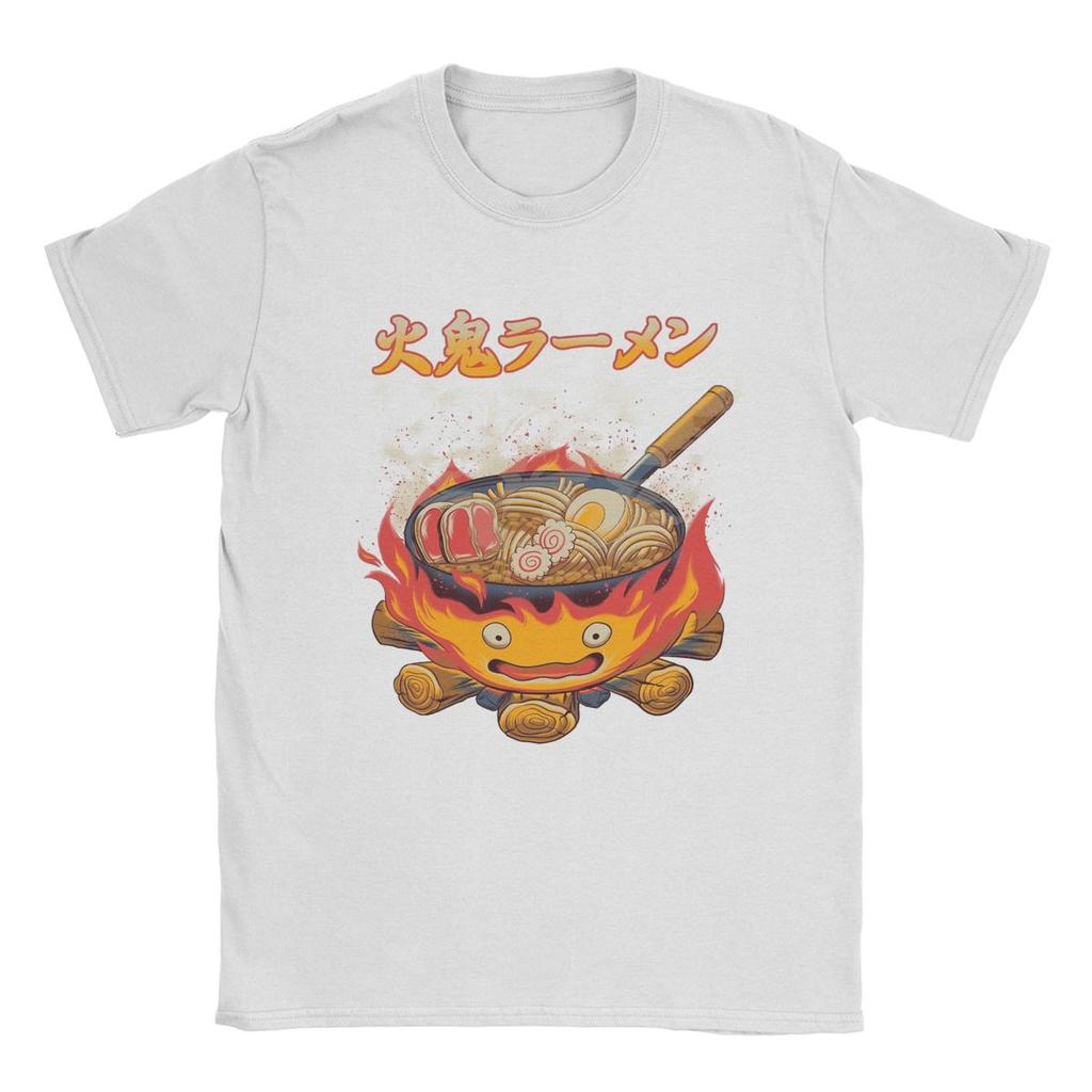 Мужские футболки Howled Ramen Movings Fire Demon Castles, 100% хлопок, винтажные футболки с круглым вырезом, новое поступление футболок