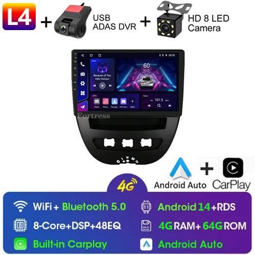 Android 14 2 Din Car Multimedia Player For Peugeot 107 Toyota Aygo Citroen C1 2005-2014 Carplay Stereo GPS Navigation BT WIFI