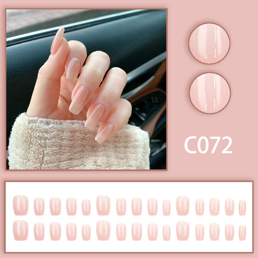 24 Pieces Solid Color Simple Nail Art, Advanced Sense Unloading White 24 Pieces Nude Black White Red Wearing Nail