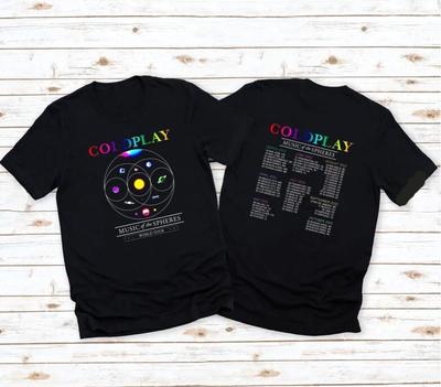 Двусторонняя футболка Cold Play World Tour 2022, Футболка Coldplay Music Of The Spheres