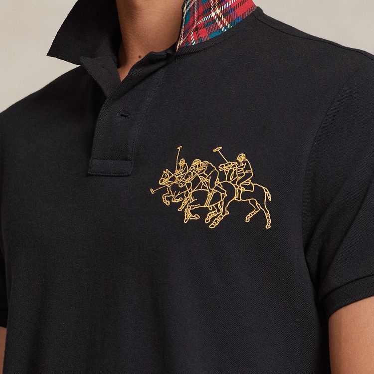 Polo Ralph Lauren SS24 Pattern Printed Crew Neck Slim Fit Short Sleeve Polo Shirt Men tops Black MNPOKNI1N822583-001