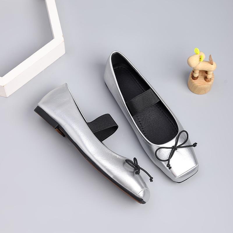 IPPEUM Туфли Мэри Джейн Женские Балетки Большой Размер 44 Туфли-лодочки с Квадратным Носком На Плоской Подошве 2025 Новые Туфли Балерины