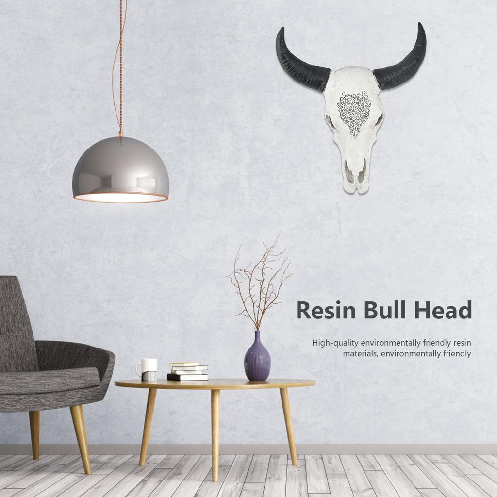 Смола Голова Быка Настенное Украшение Длинный Рог Скульптура Животного Фон Стена Домашнего Орнамента