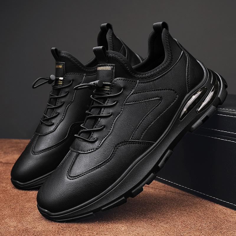 2025 однотонные модные мужские туфли зимние рабочие повседневные кожаные туфли мужские шнурки удобные универсальные спортивные туфли