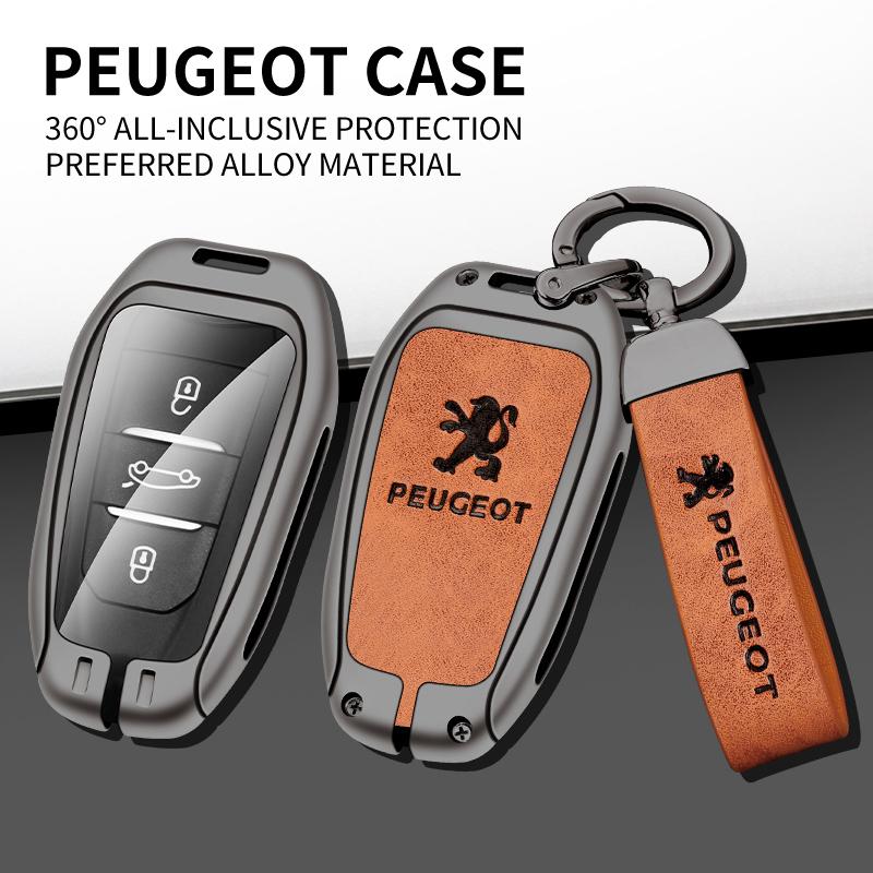 Zinc Alloy Leather Car Smart Remote Key Case Cover Shell Bag for Peugeot 308 408 508 2008 3008 4008 5008 Keychain Accessories