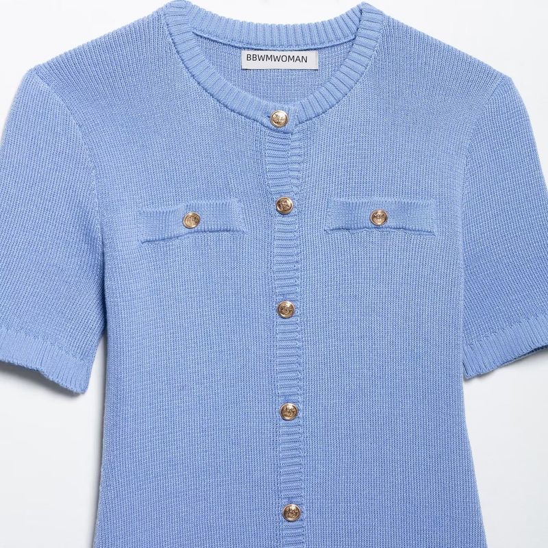 Kaslead New Arrival Women's Clothing Fashion Style Fashion Minimalist Front Button Rib Knitting Dress