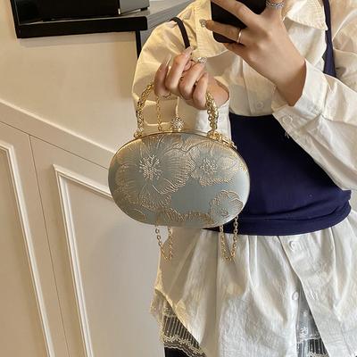 Женская модная милая сумка для ужина с вышивкой в виде цветов, портативная, персонализированный нишевый дизайн, на плечо/кроссбоди