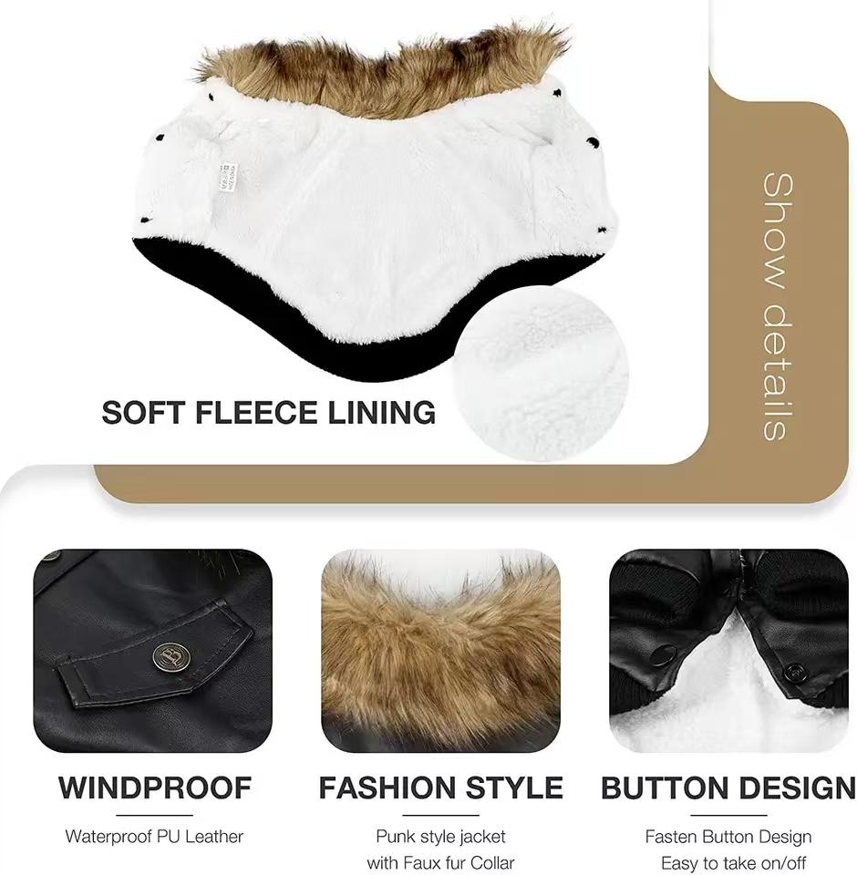 Кожаные пальто для собак Водонепроницаемое зимнее пальто для собак Куртки для щенков для маленьких и средних собак одежда для питомцев одежда для собак зимняя