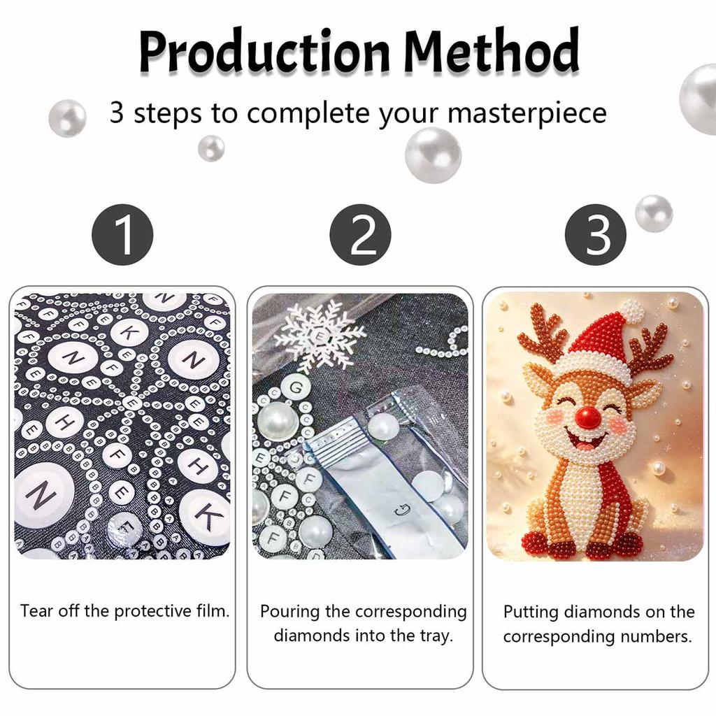 Christmas Pearl Painting Kit Handmade DIY Reindeer Home Decoration Painting
