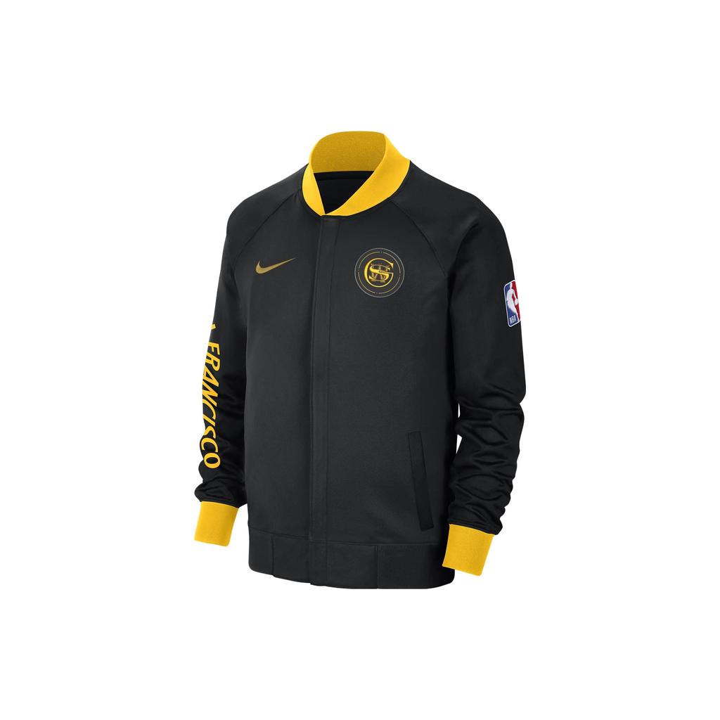 Nike Golden State Warriors Showtime City Edition Letter Print Color Block Casual Jacket Men Jacket Black FB3512-010