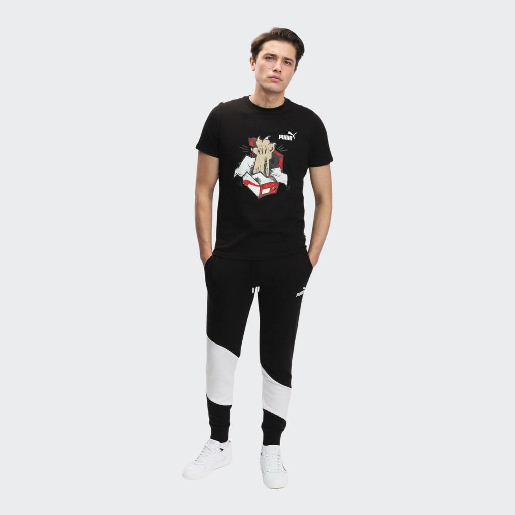 Puma Cartoon Print Vintage American Crew Neck Pullover Running Short Sleeve T-Shirt With Drop Shoulder Men Tops Black 676699-01