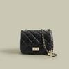 Stylish Black Diamond Chain Bag, Women's Single-shoulder Underarm Bag, Xiaoxiang-style Patterned Crossbody Bag, Small Square Bag
