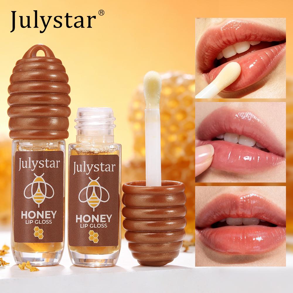 Julystar Медовый Блеск для Губ Увлажняющее Масло для Губ Прозрачный Блестящий Бальзам для Губ Естественный Блеск Сочные Губы Макияж для Женщин Девушек