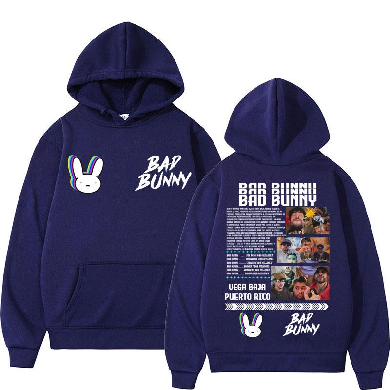 Худи с принтом альбома рэпера Bad Bunny для мужчин и женщин, модная толстовка с капюшоном, флисовая, оверсайз, повседневная, спортивный костюм, подарки для фанатов