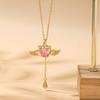 Titanium Steel Cupid Heart Necklace Female Personality Zircon Moving Wings Pendant