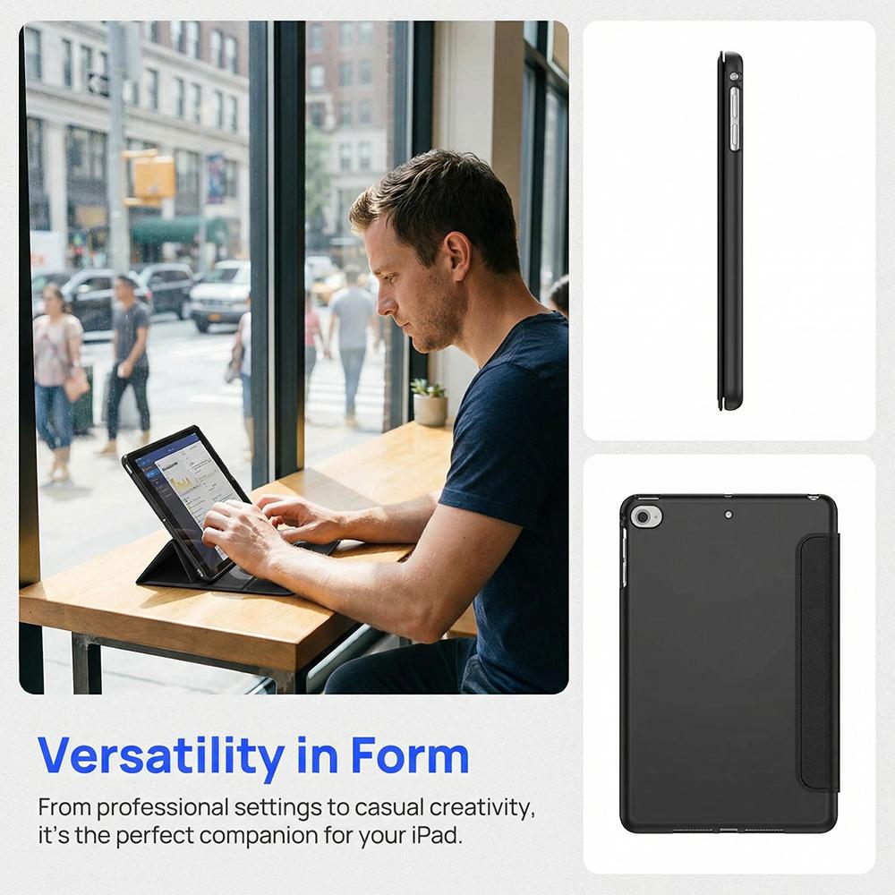 For iPad 9.7 / 6th/5th Generation, iPad Air 9.7 2013/2014, Soft TPU Back Case Magnetic Flip Smart Cover Auto Wake/Sleep