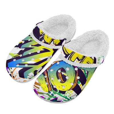 1 пара белых флисовых сабо из ЭВА, унисекс, теплые, на липучках, легкие, противоскользящие, с мягкой внутренней частью, зимняя повседневная удобная обувь