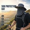 Sun Hat Bucket Hats for Men Women,Outdoor Wide Brim Fishing Hat with Detachable Face Cover & Neck Flap UV Protection