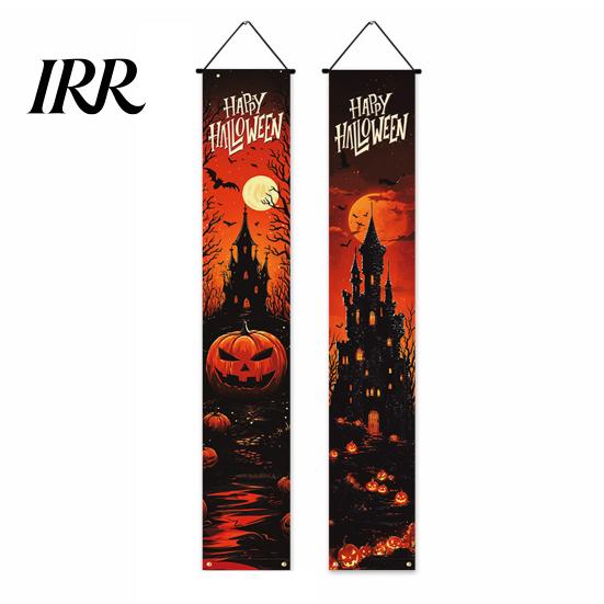 Party Hanging Decoration Halloween Porch Sign Banner, Pumpkin Ghost Awning Wall Decorative Accessory Door Decoration, Front Wreath Banner Yard Festive