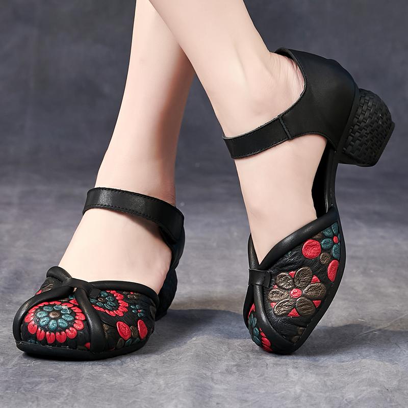 Fashion GKTINOO 2025 Summer Women Shoes Genuine Leather Women Pumps Handmade Comfortable Vintage Style High Heels Sandals Women Sandalia