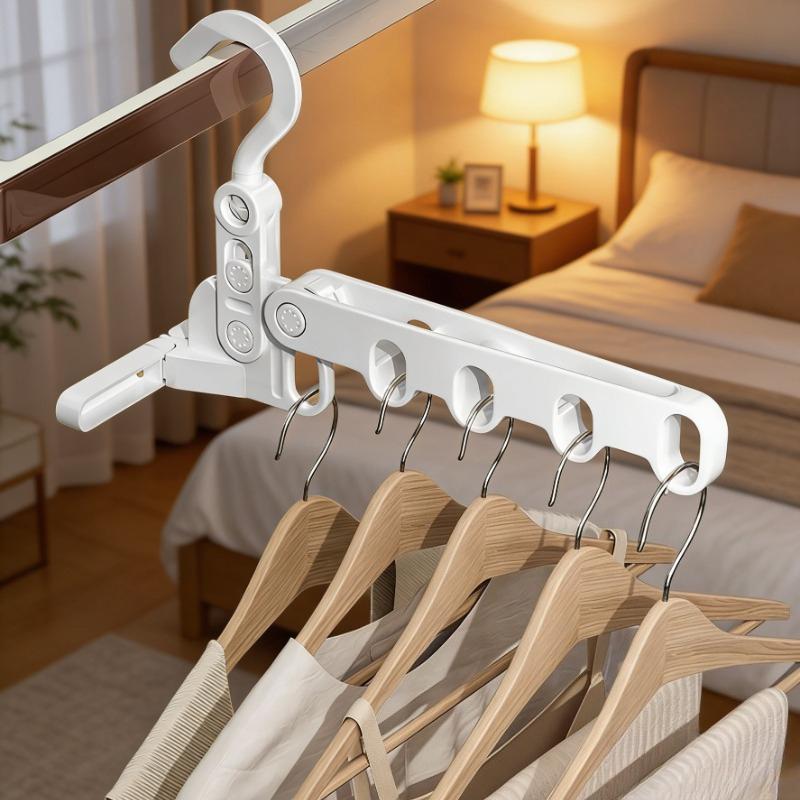 Multipurpose 5 Holes Foldable Travel Hanger Portable Plastic Clothes Hanger For Hotel Home Dorm Laundry Drying Storage Organizer