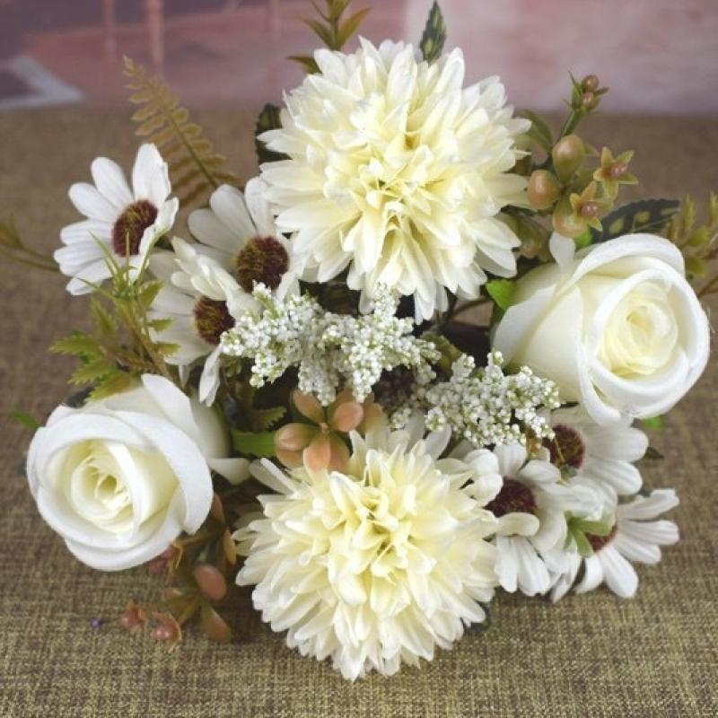 1 шт. Искусственные розы цветы свадебный букет невесты сад поддельные шелковые пионы гортензии ваза украшение для дома реквизит для фото