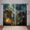 Яркие шторы с драконом, 2 панели, 3D-принт, солнцезащитные шторы, синее золото, пламя, мистическая спальня, декор для гостиной в стиле фэнтези