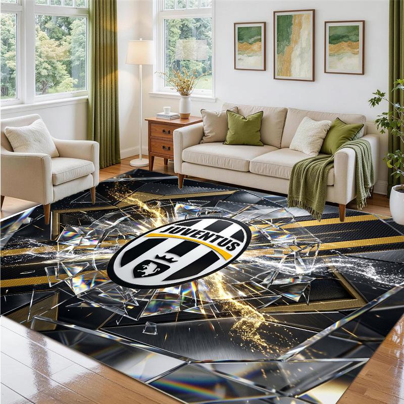 Juventus FC Design Crystal Velvet Rug Soft Decorative Mat for Bedroom Entrance