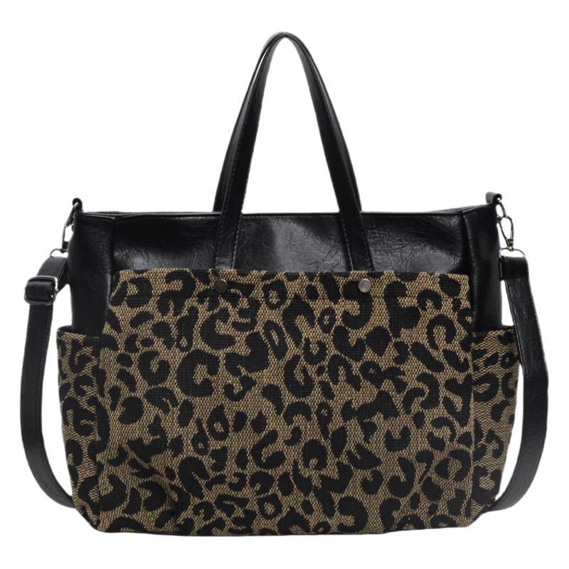 Сумка через плечо большой вместимости женская 2024 осень-зима новая трендовая корейская версия модная универсальная сумка с леопардовым принтом на одно плечо портативная сумка-тоут