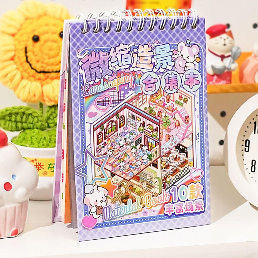 Карманная наклейка с изображением мультяшной хижины, миниатюрная наклейка для книги, сцена из хижины для школьника и ребенка