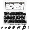 320PCS Black R Cable Clips-6 Sizes Premium PA66 Nylon | High Temp Resistant |  Wire Management Clamps