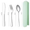 Портативный набор столовых приборов из нержавеющей стали с коробкой для хранения, палочки для еды, вилка, ложка, нож, дорожный набор посуды, столовые приборы для кемпинга