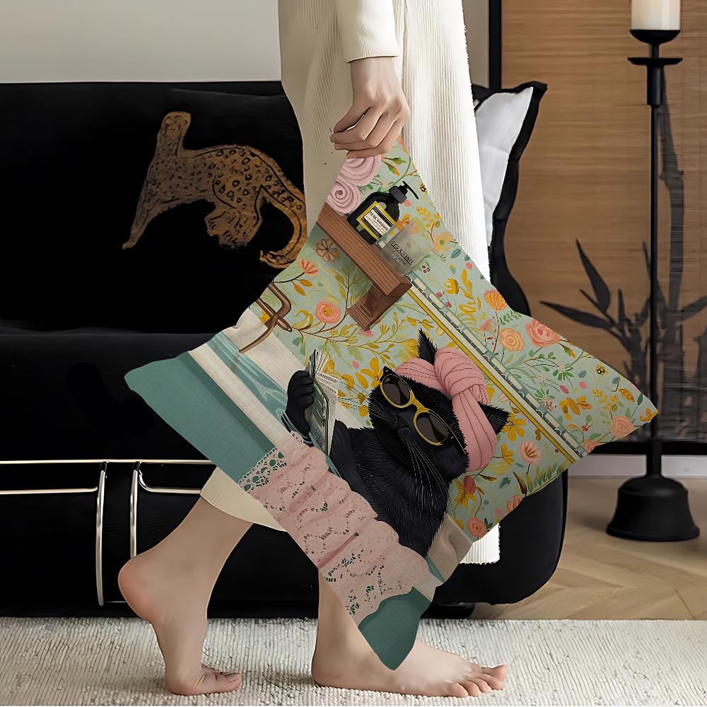 Colorful Bathtub Animal Tiger Zebra Black Cat Pillow Cover Sofa Cushion Cover Home Room Decoration Children Gift