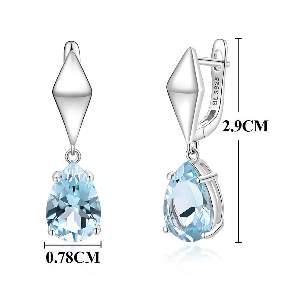 1 пара модных серег с натуральным небесно-голубым топазом в форме капли для женщин, повседневная одежда, изысканные ювелирные изделия из стерлингового серебра 925 пробы