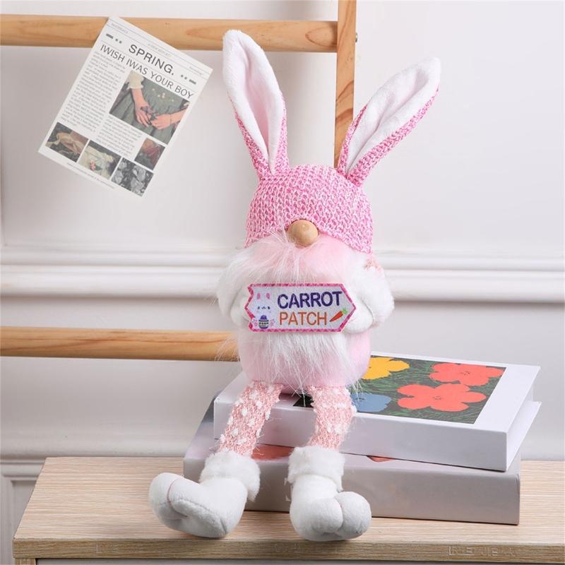 RabbitEar Rudolph Doll Festival Decoration Gnome Figurine Seasonal House Decor Bedroom Kitchen Ornament Easter Layouts